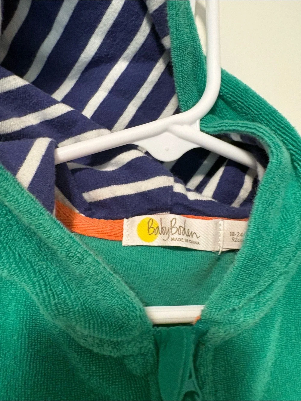 Mini Boden Crocodile Towelling Romper, green terry cloth, Baby 18-24 Months
